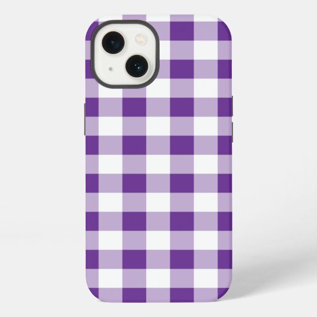 Funda Para iPhone Estampado de Gingham a Cuadros Búfalo Rosa Purpura (Reverso )