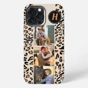 Funda Para iPhone 13 Pro Max Estampado de leopardo 3 Fotos cuadradas Monograma