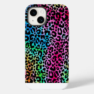 Funda Para iPhone 14 Estampado de leopardo colorido neón funky
