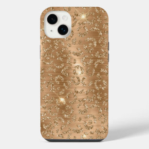 Funda Para iPhone 14 Plus Estampado de leopardo con brillo Glam dorado