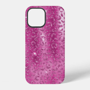 Funda Para iPhone 12 Estampado de leopardo con brillo rosa blanco