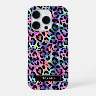 Funda Para iPhone 16 Pro Estampado de leopardo iridiscente monogramado