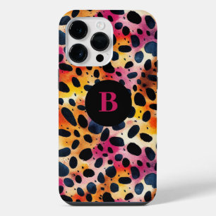Funda Para iPhone 14 Pro Max Estampado de leopardo moderno y colorido con monog