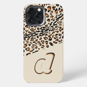 Funda Para iPhone 13 Pro Max Estampado de leopardo negrita inicial natural