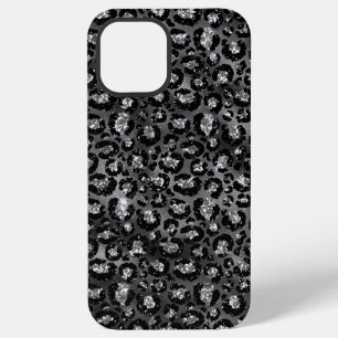 Funda Para iPhone 12 Pro Max Estampado de leopardo negro y gris plateado