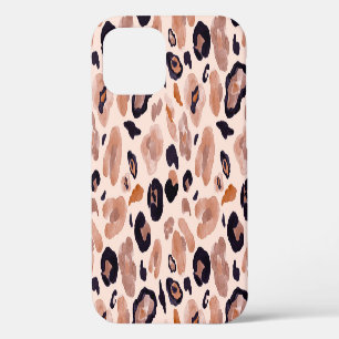 Funda Para iPhone 12 Estampado de leopardo, sin costuras, fondo beige.