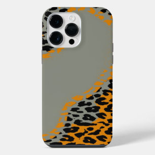 Funda Para iPhone 14 Pro Max Estampado retro de leopardo negro y amarillo sobre