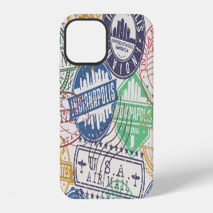 Funda Para iPhone 12 Estampillas de Indianápolis: Juego de sellos de vi