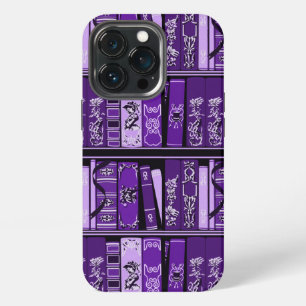 Funda Para iPhone 13 Pro Estantes de libros morados Libros antiguos 