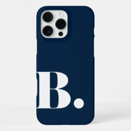Funda Para iPhone 16 Pro Max Estética Azul Marino Minimalista Letra Inicial B
