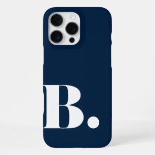 Funda Para iPhone 16 Pro Max Estética Azul Marino Minimalista Letra Inicial B