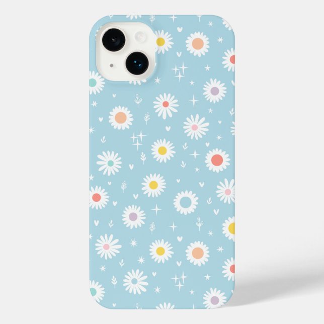 Funda Para iPhone Estética Floral Azul Pastel (Reverso )