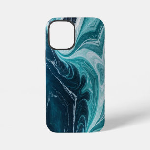 Funda Para iPhone 12 Mini Estilista de mármol azul de oro agrietado moderno