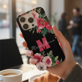 Estilizado nombre personalizado en negro y floral 