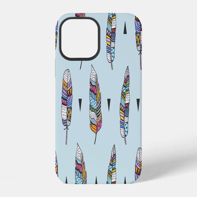 Funda Para iPhone Estilo Boho Pluma Dibujada a Mano (Reverso )