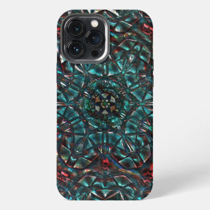 Funda Para iPhone 13 Pro Max Estilo caleidoscopio viejo metal cromo azul verde
