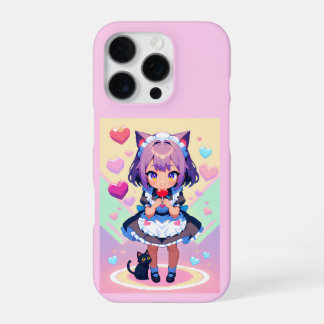 Funda Para iPhone 16 Pro Estilo de píxel de anime de criada neko