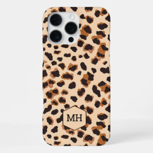 Funda Para iPhone 16 Pro Max Estilo moderno con patrón de leopardo marrón monog