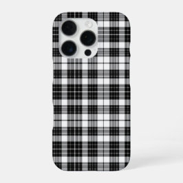 Funda Para iPhone 16 Pro Estilo negro y blanco Monocromo Tartán Cuadros