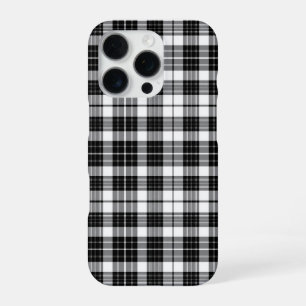 Funda Para iPhone 16 Pro Estilo negro y blanco Monocromo Tartán Cuadros
