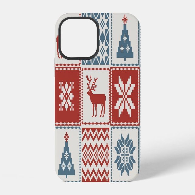 Funda Para iPhone Estilo patchwork: patrón ornamental de Navidad (Reverso )