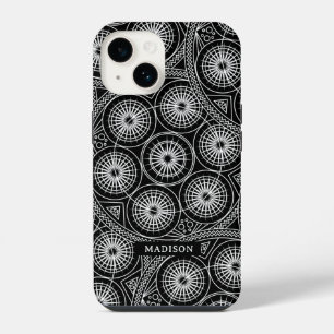 Funda Para iPhone 14 Estilo Patrón Mandala Moderno Negro Blanco Nombre