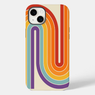 Funda Para iPhone 14 Plus Estilo retro de los 70 con patrón geométrico de ra