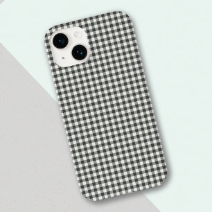 Funda Para iPhone 16 Pro Estilo Retro Patrón de Cuadros de Gingham Negro Bl