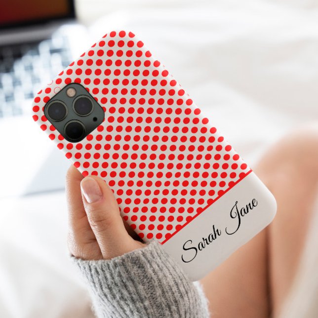 Funda Para iPhone Estilosos puntos de polka rojo patrón estético per (Subido por el creador)