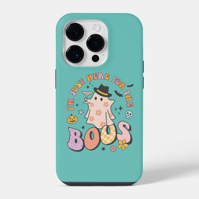Funda Para iPhone Estoy aquí por el Boos, Retro Groovy Halloween (Reverso )
