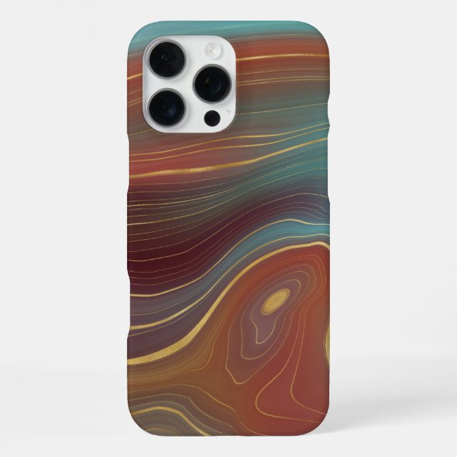 Funda Para iPhone Estratos otoñales | Agato Verde azulado y de oro d (Reverso )