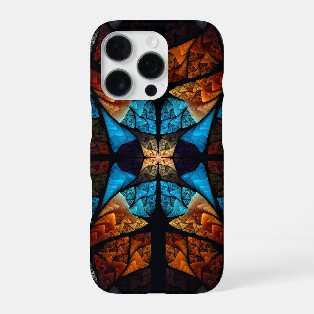 Funda Para iPhone Estrella acolchada abstracta en azules (Reverso)