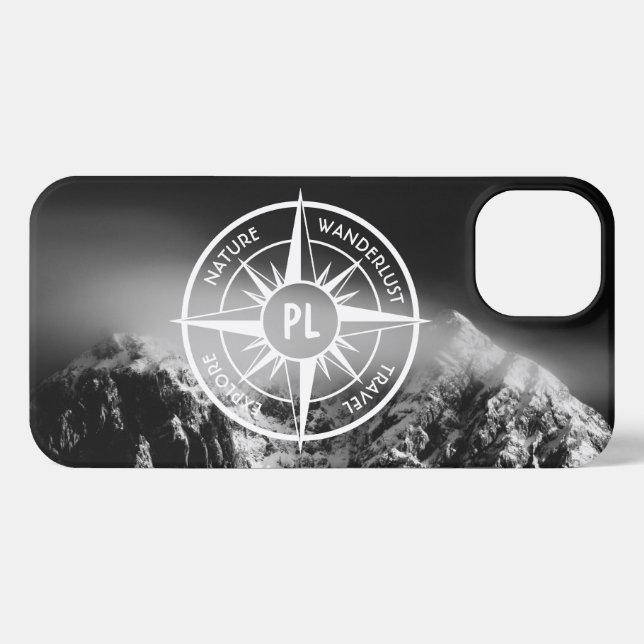 Funda Para iPhone Estrella de brújula emblema monopólico montañas dr (Reverso Horizontal)