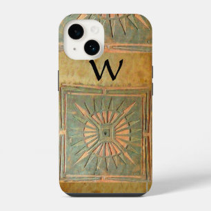 Funda Para iPhone 14 ESTRELLA DE LA MAÑANA ,Amarillo,Marrón,Monograma N