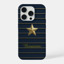 Estrella dorada en Fundas de la Marina Blue iPhone