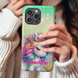 Funda Para iPhone 13 Pro Max estrella mágica del purpurina unicornio