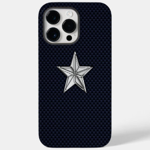 Funda Para iPhone 14 Pro Max Estrella náutica cromada en la impresión de fibra