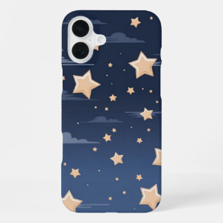 Funda Para iPhone 16 Plus Estrellas de la marina y el beige ligero
