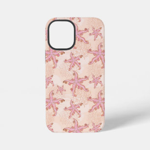 Funda Para iPhone 12 Mini Estrellas de mar y coral patrón pastel rosa