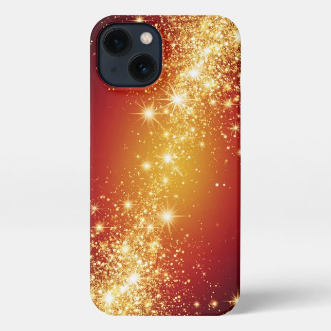 Funda Para iPhone Estrellas Doradas Brillantes (Reverso )