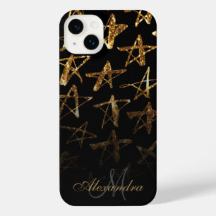 Funda Para iPhone 14 Plus Estrellas Purpurinas doradas