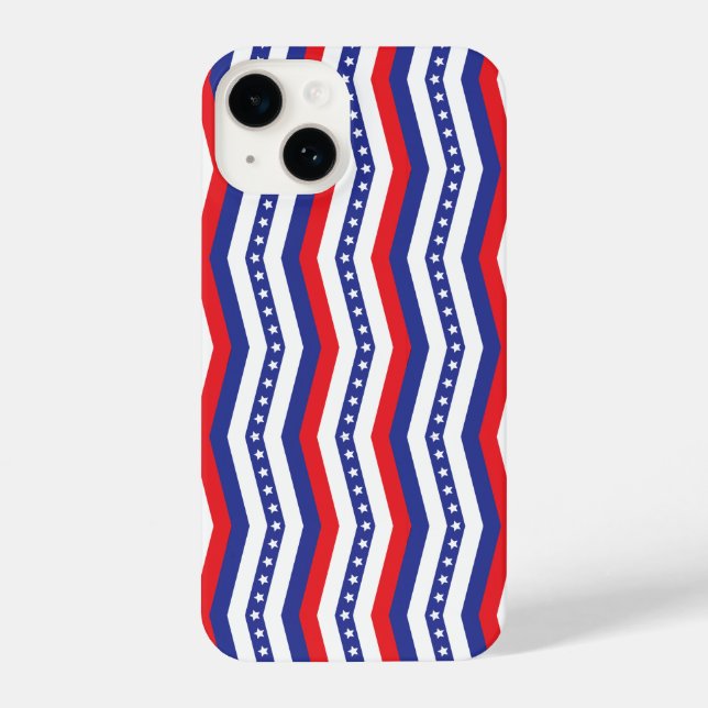Funda Para iPhone Estrellas rojas blancas y azules y correas Chevron (Reverso )