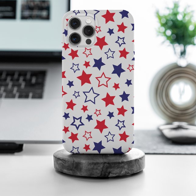 Funda Para iPhone Estrellas Rojas y Azules, 4 de Julio, Fondo Blanco (Subido por el creador)