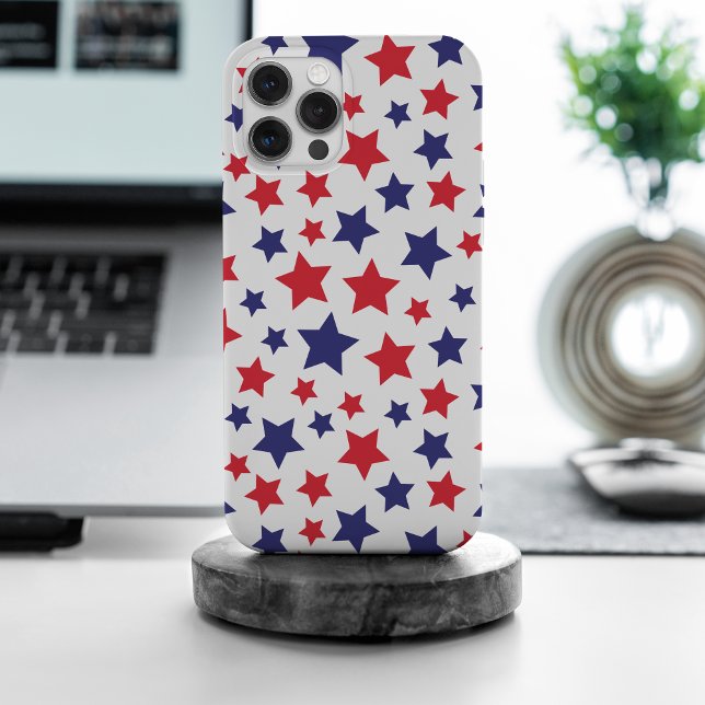 Funda Para iPhone Estrellas Rojas y Azules, 4 de Julio, Fondo Blanco (Subido por el creador)