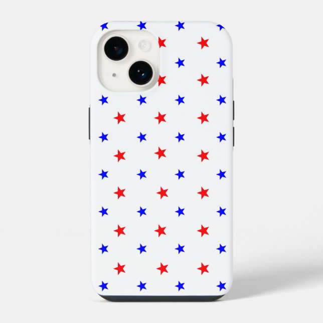 Funda Para iPhone Estrellas rojas y azules - Patrón de cielo estrell (Reverso )