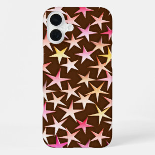 Funda Para iPhone 16 Plus Estrellas satinadas, rosadas en chocolate