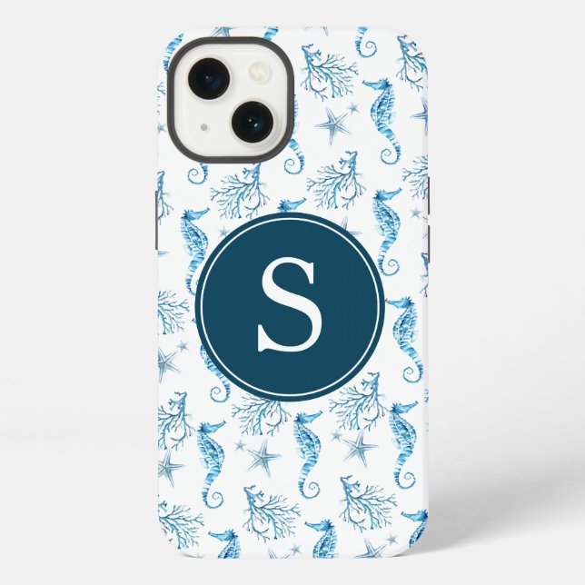 Funda Para iPhone Estuche Blue Monogram Beachphone (Reverso )