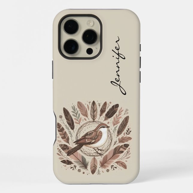 Funda Para iPhone Estuche Boho Bird Indian Feather para iPhone / iPa (Reverso )