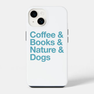 Funda Para iPhone 14 Estuche Coffee & Books & Nature & Dogs Phone (Azul