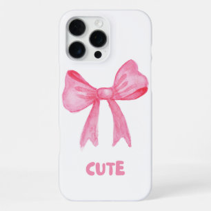 Funda Para iPhone 16 Pro Max Estuche "Cute" para teléfono Pastel Bow Rosado